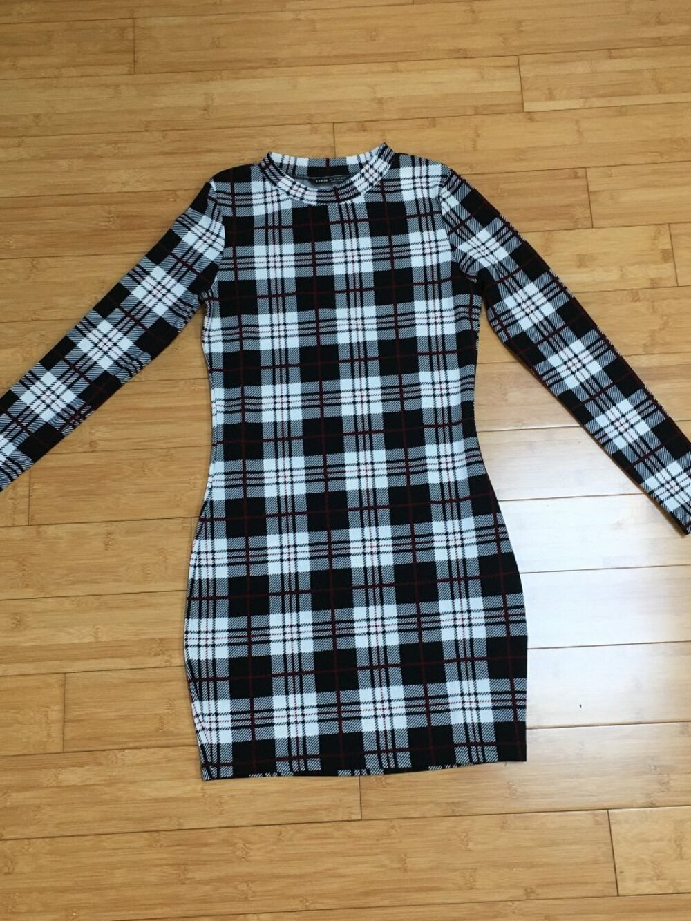 NWOT SHEIN Plaid Crewneck Bodycon Dress